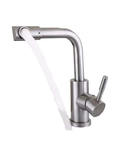 304 Stainless Steel Basin Faucet, Countertop Washbasin Hot and Cold Brushed Rotatable Single-Hole Lead-Free Faucet