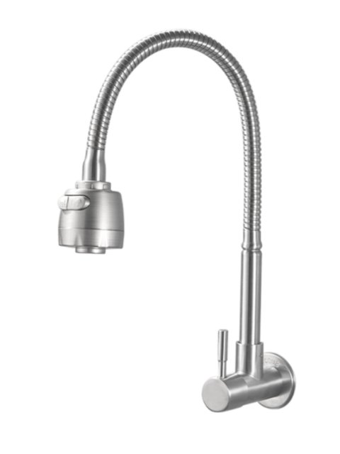 Sus304 Stainless Steel Wall-Mounted Kitchen Sink Single Cold Water 1/2 Inch In-Wall Faucet, Rotatable