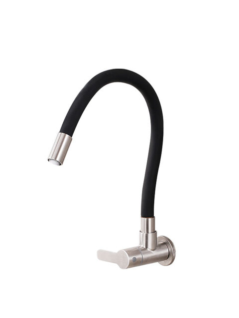 304 Stainless Steel Wall-Mounted Faucet, Universal Wall-Insert Faucet, Single Cold Water Kitchen Sink Pull-Out Retractable Faucet