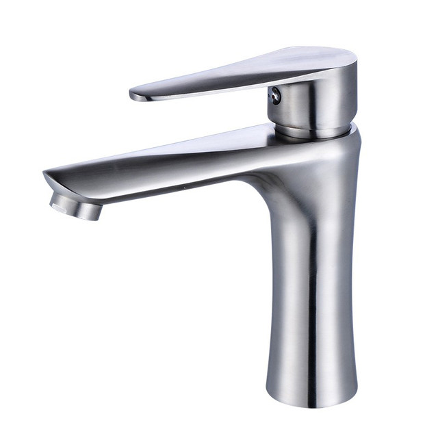 Sus304 Stainless Steel Hot and Cold Faucet Basin Single Hole Faucet Heightened Undercounter Glass Basin Brushed Countertop Washbasin