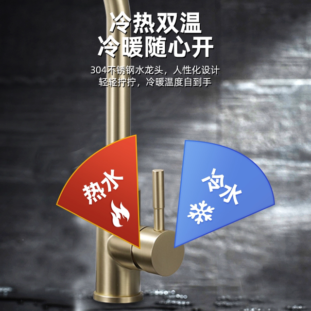 Exported to German Sus304 Stainless Steel Kitchen Sink Hot and Cold Mixing Faucet Household Rotatable Sink Basin