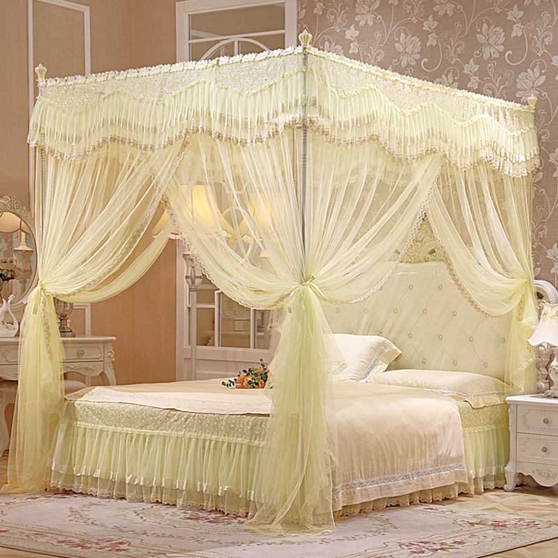 Palace Floor Mosquito Net Bracket Fixed Plus Coarse Thickening Three Doors Encrypted Princess Wind New Home Bedroom Tattoo