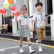 Kindergarten summer garden clothes summer English style college style childrens school uniforms summer short sleeve set primary school class clothes