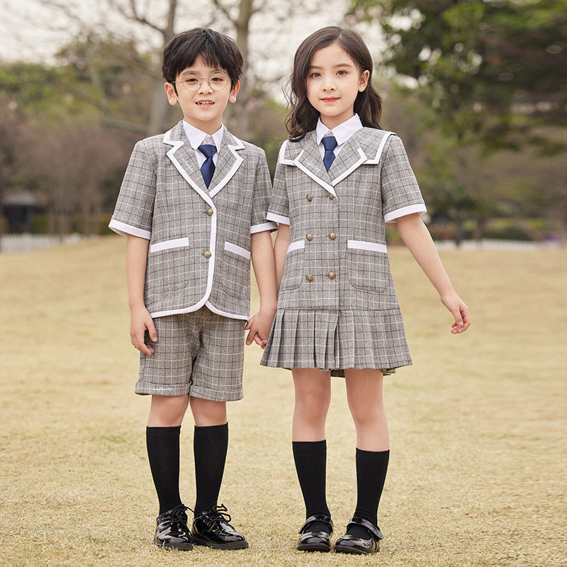 Kindergarten garden clothing in spring and autumn of England College wind suit for primary school uniform customized for summer children's class