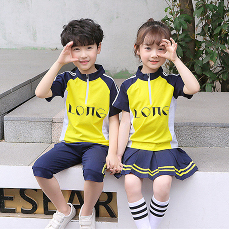 Kindergarten summer clothes short-sleeved garden clothes British college style children's graduation clothes summer suit primary school uniforms class clothes