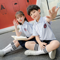 Kindergarten garden clothes summer new boys and girls short sleeve striped shirts school uniforms for primary and secondary school students