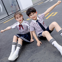 Kindergarten garden clothes summer new primary and secondary school students college style class clothes six one performance clothes striped shirts graduation clothes
