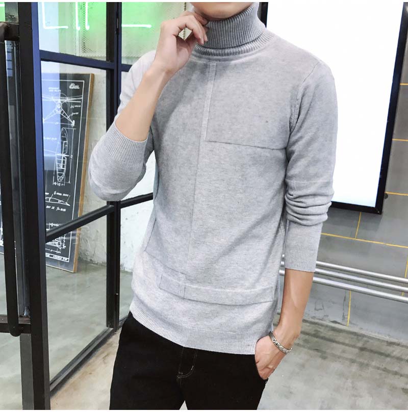 Áo len cao cổ nam Áo len mùa thu và mùa đông Áo len dày Áo len hàn quốc Slim Trend Màu đen áo sơ mi nam
