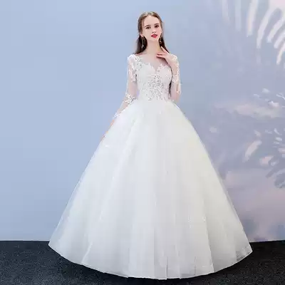One-shoulder wedding dress 2019 new Korean Bride wedding big size show slender long and tailed in the fall