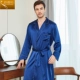 Cô Shu Silk Square Bộ đồ ngủ bằng lụa Mulberry Lace Up Long Pyjama Áo choàng tắm Cặp đôi Hôn nhân Dịch vụ tại nhà Đàn ông Xuân Thu Hè - Night Robe