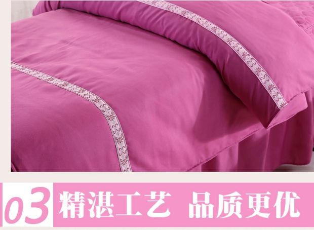 Thẩm mỹ viện đặc biệt trải giường bốn bộ chà nhám đơn giản Hàn Quốc trị liệu bằng massage màu đơn giản spa làm đẹp đặt giường tùy chỉnh ga trai giuong cho spa