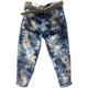 European goods 2024 spring and summer style maple leaf printed and dyed nine-point jeans for women high-waisted loose slimming harem pants carrot baggy pants