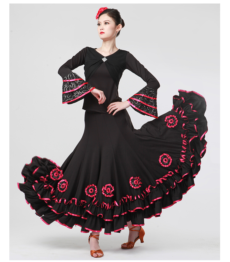 Modern large skirt Women's new waltz national standard dance practice dress Social dance skirt Modern long dress