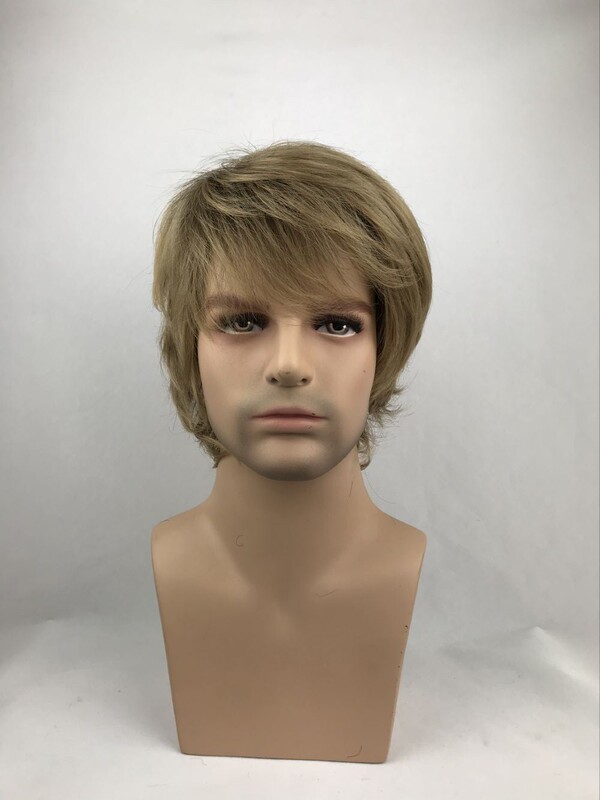 Cosplay Wig Men's Short Straight European and American Earthy Gold Mixed Color Wig Fashion Photo Daily Wear Wig