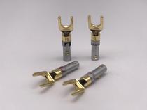 Taiwan NAKAMICHI speaker jumper pure copper gold-plated plug speaker line Y plug connector welding-free heat shrinkable tube