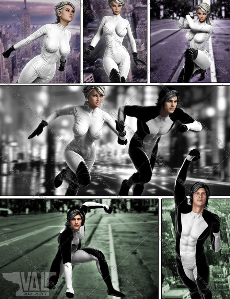 图片[2]-J3491-武术招式动态动作姿势3D模型DAZ Studio IM包 G2男女 G3女-cg男孩
