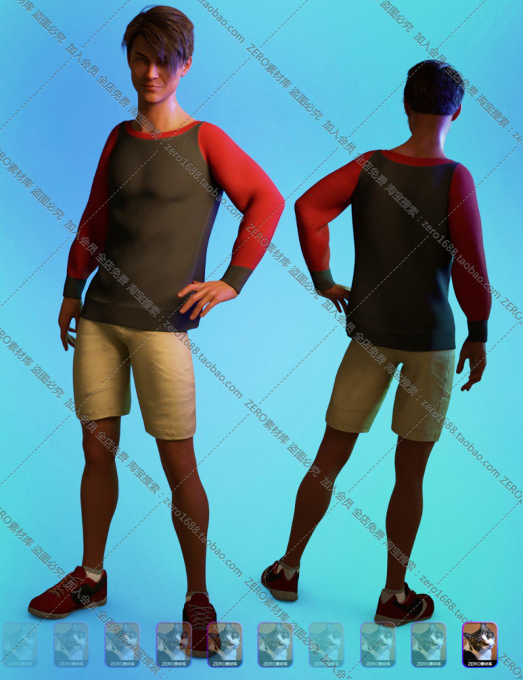 图片[8]-J3722-可爱卡通男孩角色含服装书包DAZ 3D素材DAZ Studio模型合集-cg男孩