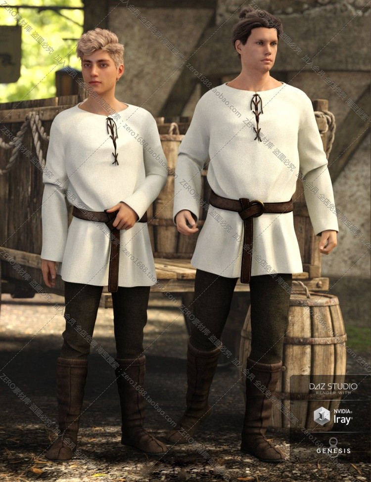 图片[6]-J3501-中世纪男性村民服饰3D模型素材 DAZ Studio可导MAYA MAX-cg男孩