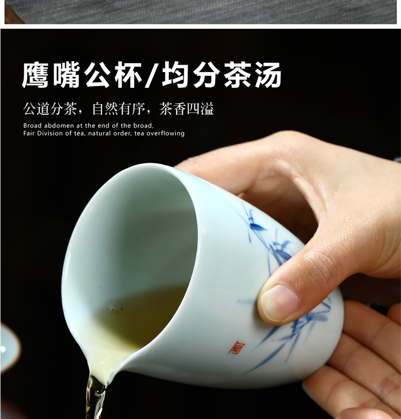 Hand - made kung fu tea set suit household gifts contracted teapot teacup tureen sample tea cup of a complete set of ceramic tea set