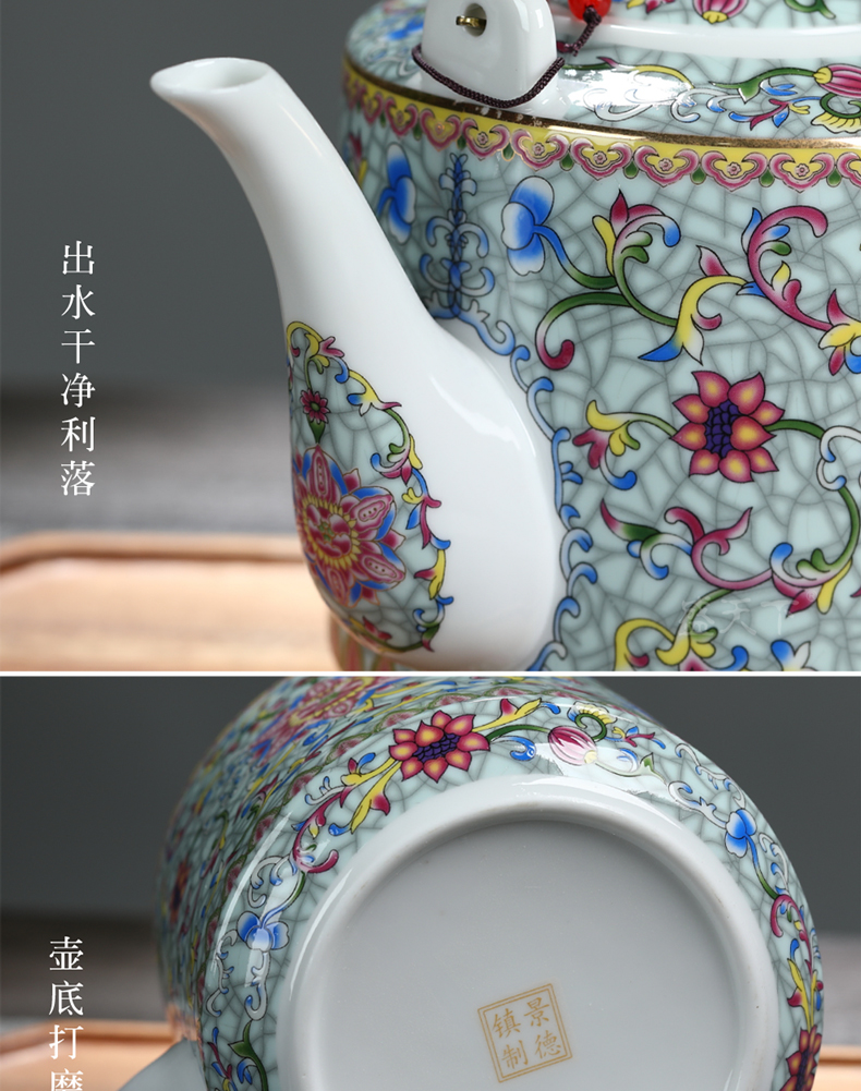 Cool high - capacity ceramic kettle home old Chinese blue and white porcelain teapot large girder cold pot pot of belt filter