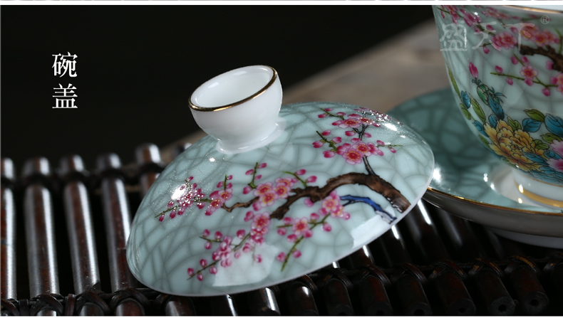 Jingdezhen ceramic only three tureen tea bowl of kung fu tea tea worship finger bowl medium bowl cups of tea