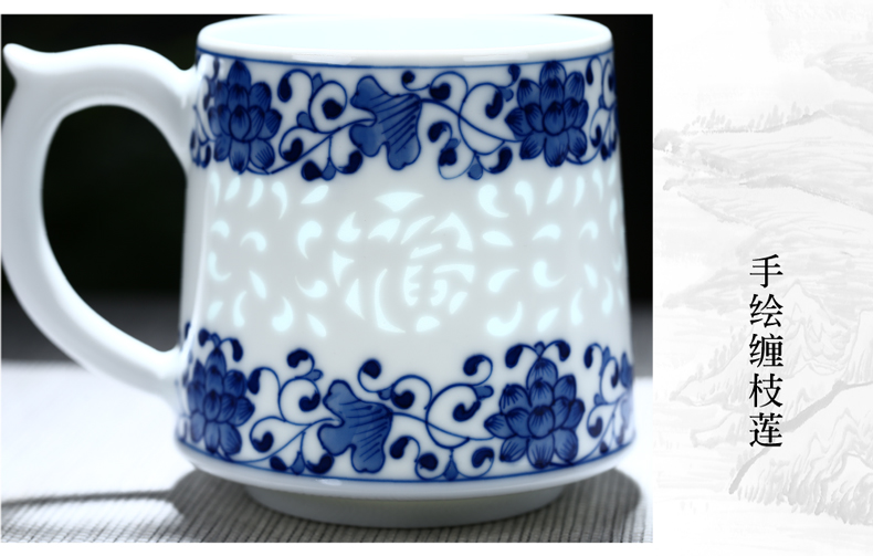Jingdezhen ceramic hand - made porcelain and exquisite tea cup with lid tank filter cup home office conference room