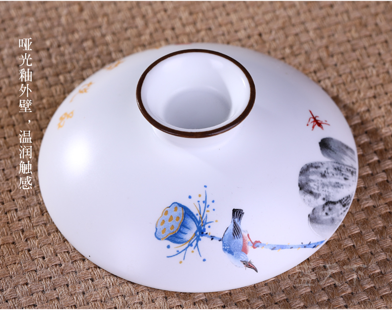 Jingdezhen ceramic tureen three fort sweet bowl and cover cup extra large celadon bowl tea bowl 300 cc
