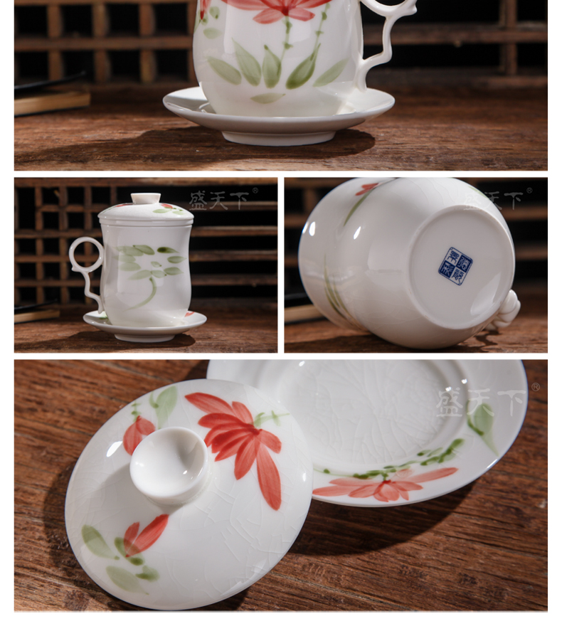 Jingdezhen ceramic keller cup and cup with cover filter cups office cup gift cup boss cup China cups