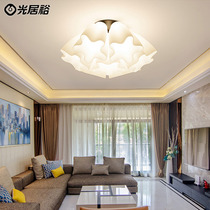  Nordic simple bedroom ceiling lamp Warm pastoral room study lamp American creative round glass living room lamp