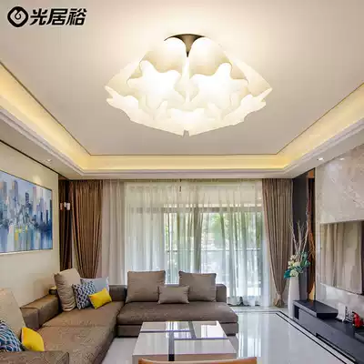 Nordic simple bedroom ceiling lamp warm pastoral room lamp American creative round glass living room lamp