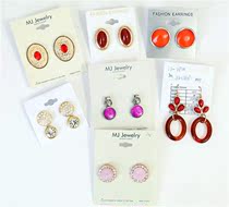 (LZW-379)Vintage antique solitary orange faux gemstone stud earrings