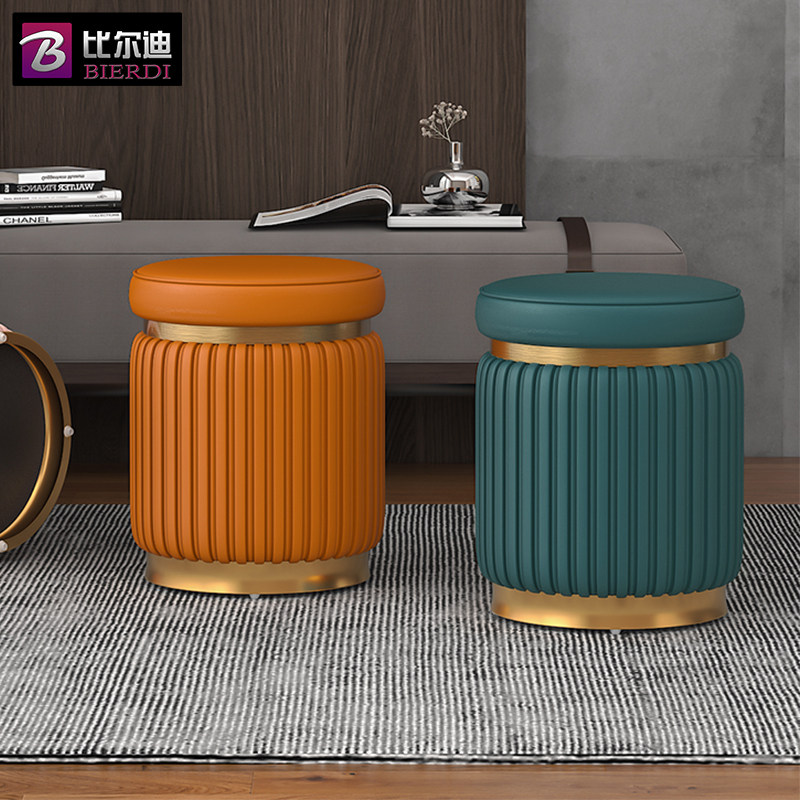 Stool Makeup Stool Light Lavish Nordic Modern Minimalist High-end Designer Net Red Ins Makeup Chair Bedroom Round Leather Stool