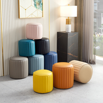 Leather stool sitting pier Home short stool Round mound sofa stool Dining Room Adult High Stool Tea Table Soft Face Bench Removable