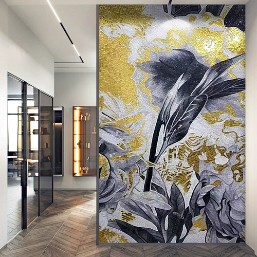 Золотая фольга стеклянная мозаичная плитка фоновая настенная крыльца проход с физическим европейским стилем мастерство роспись плитка