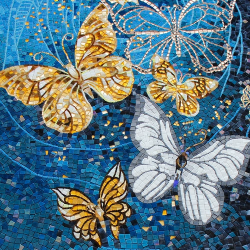 Инкрустация камня, современная мозаика с бабочкой, простой и элегантный дизайн, делается под заказ