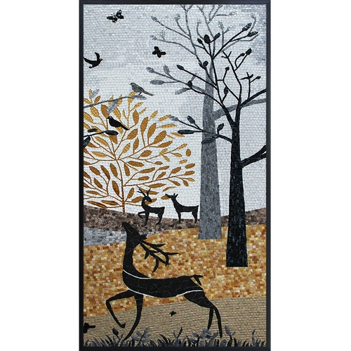 Новая крыльца фона стена декоративная живопись входная дверь, пересекающая дорогу, гостиную северную лось, изысканную плитку и роспись