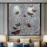 Мозаика, инкрустация камня, диван с бабочкой, головоломка, китайский стиль, делается под заказ