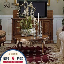 Meike Meijia Vienna Vienna American luxury round coffee table solid wood coffee table gold carved square corner table