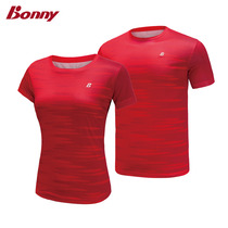 Bonny wave force male and female sport round neck sweatshirt hygroscopic perspiration badminton suit short sleeve blouses badminton suit