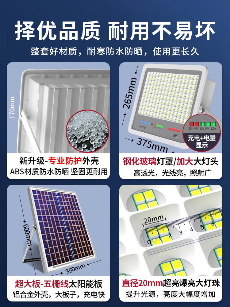 Solar Outdoor Lights, Garden Lights, Lighting, Ultra-Bright, High-Power, Waterproof, Indoor and Outdoor Sensor, Household Led Street Lights