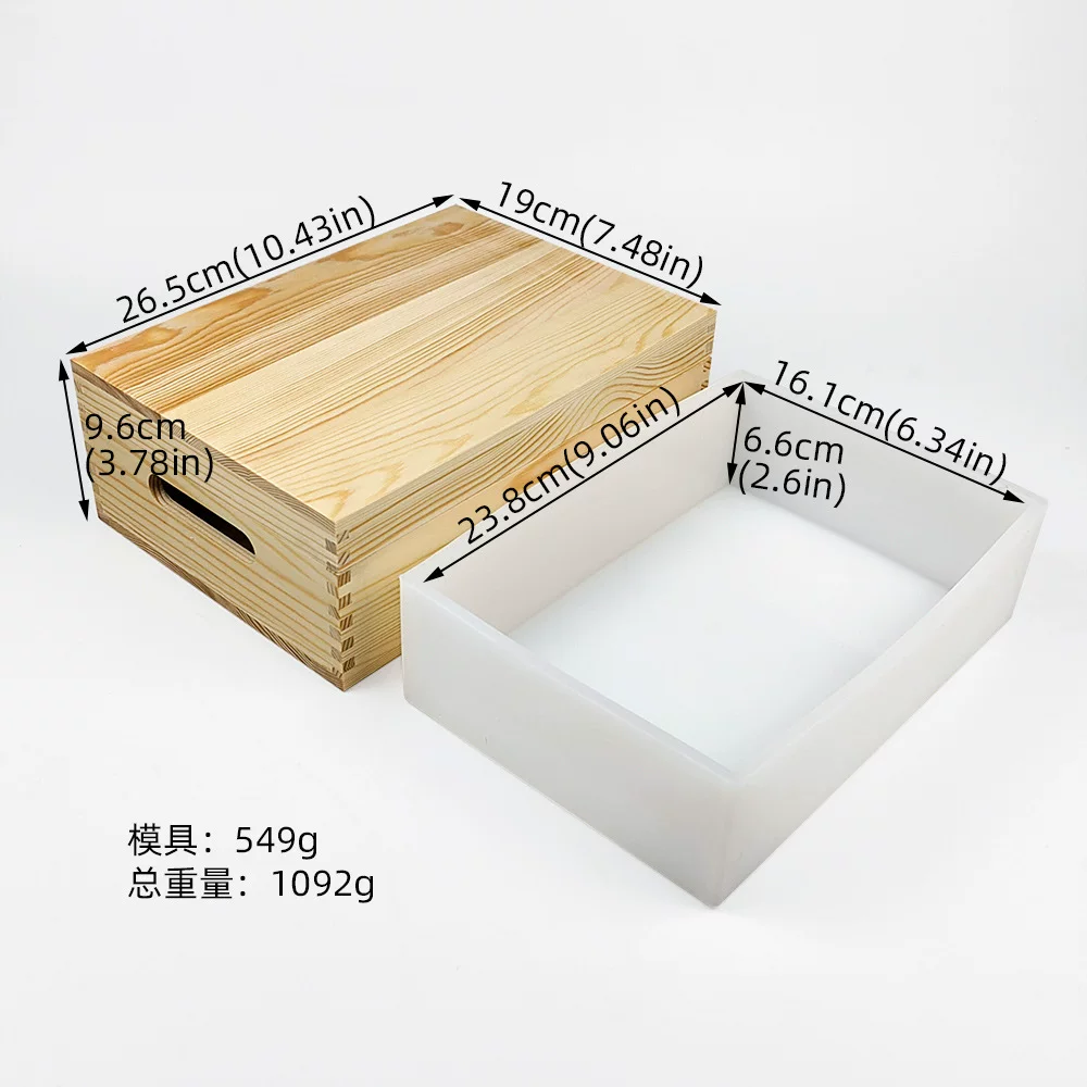 Square handmade soap, wooden box, cover with lid, soap mold, 2200 ml, toast, DIY