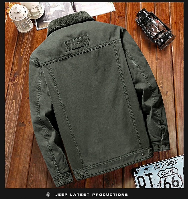 David Jeep mùa đông dày áo khoác nam cotton ngắn cộng với nhung đệm ấm áp áo khoác lông cừu nam áo khoác dù nam