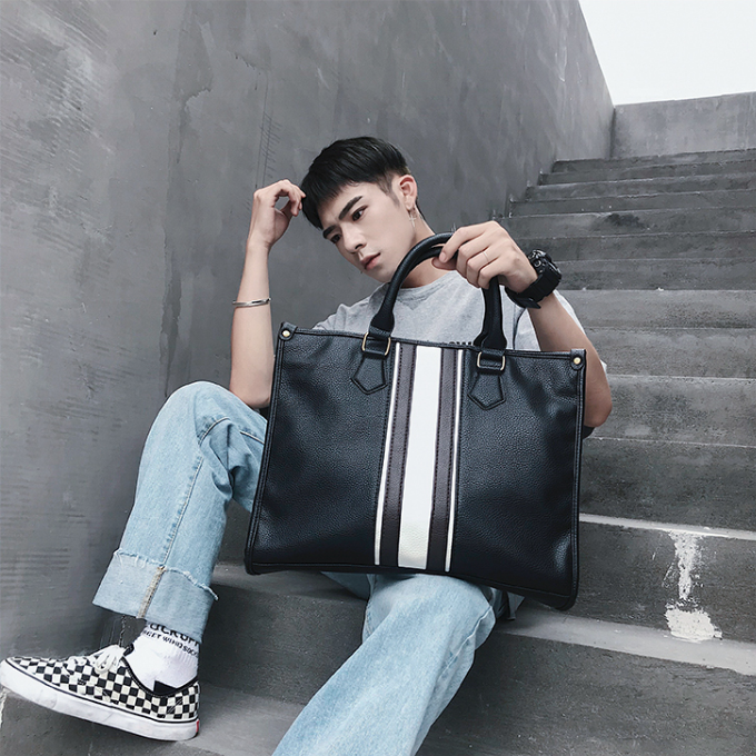 Hong Kong Han Edition Genuine Leather Wave Men's Bag Yinglun Business Handbag Casual Computer Briefcase Single Shoulder Inclined Satchel Bag