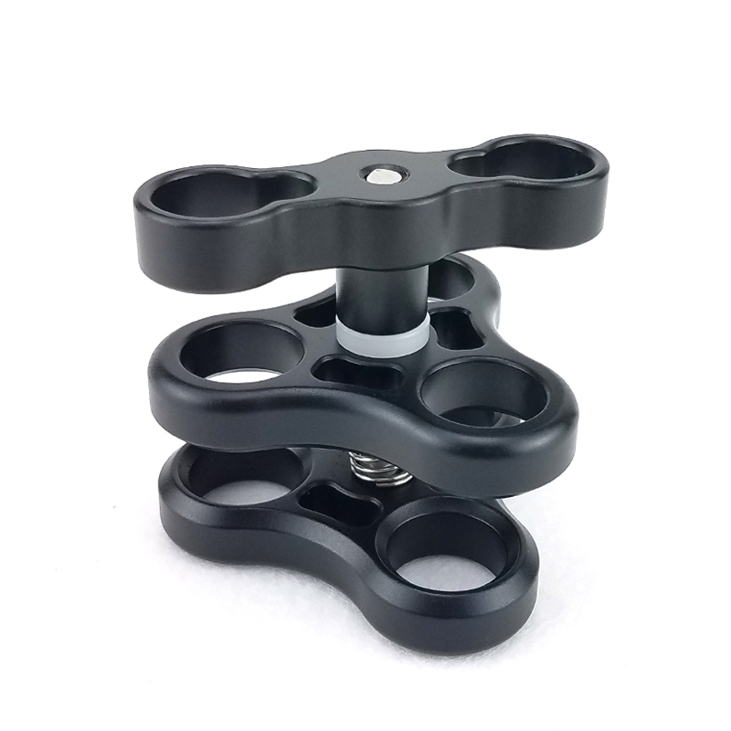 Professional diving three-hole butterfly clip Aluminum alloy three-ball head lamp arm clip extension diving photography accessories and equipment