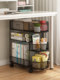 Bookshelf Floor-Standing Storage Rack Mobile Desk-Side Student Book Storage Rack Integrated Picture Book Rack Bookcase with Wheels