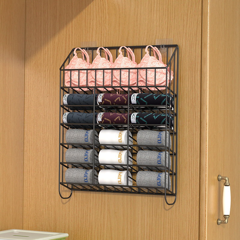 Wardrobe storage hanging rack underwear underwear socks compartment storage artifact door behind the debris shelf wall wall wall hanging type