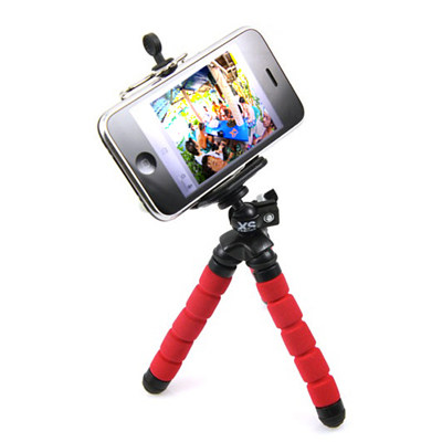 Green black spot clear cabin XSories Mini Deluxe octopus tripod phone clip