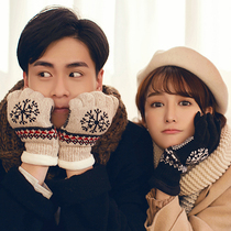 Gloves men winter warm plus velvet thickened trend female students winter couples new riding five-finger men gloves