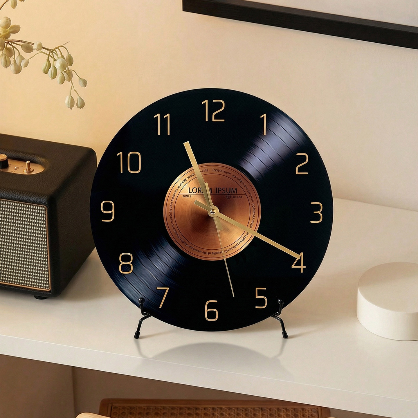 Living Room Creative Vinyl Record Decorative Clock Desktop Clock Ornament Vintage Modern High-End Style