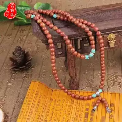 Qishizhai Natural Sibin Rich red Xuanhuang Bianstone Buddha bead hand chain 108 rosary hand chain Shandong Surabaya